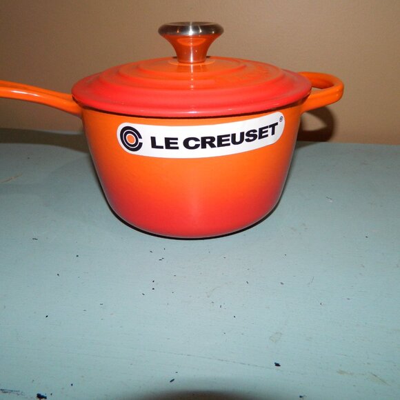 Le Creuset Signature Enameled Cast Iron Sauce Pan 1.75 qt, Flame - Picture 8 of 8